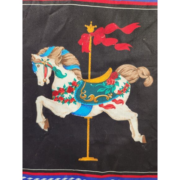 Vintage Carousel Horse Fabric Panel Cranston Print Red Blue Quilting Material Ca - Picture 3 of 16